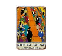 London Underground 'Brightest London' (1881-1934) Travel Poster Novelty Garage Welding Shop Retro Wall Decor Poster Metal Sign 8X12 Inches