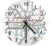 London Underground Lines Wooden Wall Clock Silent Non Ticking DIY Wall Clocks Battery Operated Wooden Modern Office Simple Minimalist Clock Decorative For Kitchen Home Bathroom Living Room