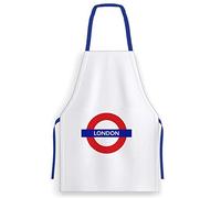 London Underground Logo Apron Professional for BBQ, Baking, Cooking for Men Women / 100% Cotton, Craft Making (LILAJ)