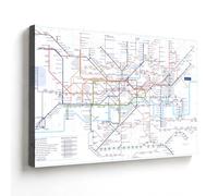 London Underground Map Canvas Wall Art - Modern Tube Subway System Print for Office Living Room Bedroom Decor - Unique British UK Travel Souvenir Gift - Framed Ready to Hang