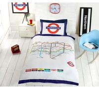 London Underground Polycotton Duvet Cover Set With Pillowcase Rapport Home White Single