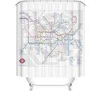 London Underground Shower Curtain Route Map 3D Shower Curtains Set Waterproof Mould Resistant Polyester Fabric Bath Curtains 180x180 cm (71x71 Inch) with Hooks for Bathroom Decor a.2191