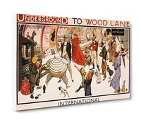 London Underground To Wood Lane Canvas Print | Gallery Wrapped 30mm Frame Wall Art | 30x20 inches | Ready to Hang | Retro Landscape Picture | Living Room Bedroom Lounge Office