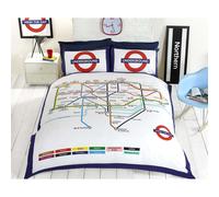London Underground Tube Map Duvet Cover Set - Double, White - Reversible (MULonUndDB) - 52% Polyester 48% Cotton