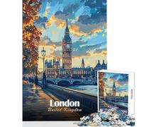 London, United Kingdom Cityscape Art Jigsaw for Teenagers 1000 Pieces Stimulate Active Brain And Mind Gentle Relaxing Fun Activity (38x26cm)