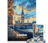 London, United Kingdom Cityscape Art Jigsaw for Teenagers 1000 Pieces Stimulate Active Brain And Mind Gentle Relaxing Fun Activity (38x52cm)