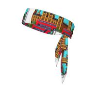 London United Kingdom Iconic Print Tie Headband For Women Men, Ninja Headbands, Adjustable Moisture Wicking Cooling Headband