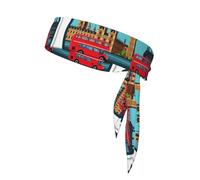 London United Kingdom Print Tie Headband For Women Men, Ninja Headbands, Adjustable Moisture Wicking Cooling Headband