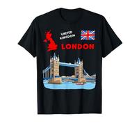 London United Kingdom Souvenir Tower Bridge & UK Flag T-Shirt