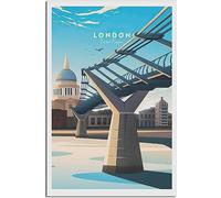 London United Kingdom St Paul's Art Print Vintage Travel Poster Retro Wall Art Canvas Poster Home Decor Room Decor Unframed 60x90cm