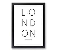 London United Kingdom Typography Framed Print | A2 Black Framed Wall Art | Ready to Hang | Modern Positive Affirmations Picture | Living Room Bedroom Lounge Office