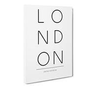London United Kingdom Typography Quote Canvas Print | Gallery Wrapped 30mm Frame Wall Art | 30x20 inches | Ready to Hang | Modern Typography Picture | Living Room Bedroom Lounge Office