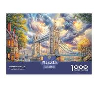 London View 1000 Piece Recycled Paper Puzzle Game - Tower Bridge (lit Town) The Whole Family Activity for Home Wall Decoration52x38cm/1000pcs