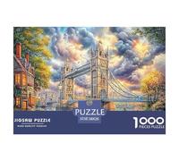 London View Challenging Puzzles 1000 Pieces - Tower Bridge (lit Town) for Men And Women Fun And Challenging Family Game Great Gift Idea38x26cm/1000pcs