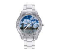 London View of Westminster Bridge with Thames River Men's Watches Stainless Steel Watch Strap Analog Quartz Watch Business Wristwatches