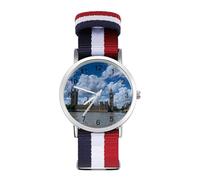 London View of Westminster Bridge with Thames River Sport Watch for Men Women Nylon Strap Wrist Watch Analog Quartz Watch