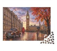 London Vintage Big Jigsaw Puzzle 1000 Pieces, Tabletop Puzzle Night