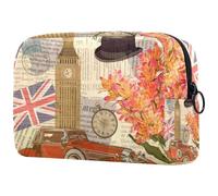 London Vintage Postcard Cosmetic Bag for Women, Travel Toiletries Bags Large Makeup Handy Pouch Organiser Bag with Zipper