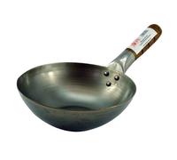 London Wok 8" Carbon Steel Flat Based Wok, 3L, Silver, 8" Diameter, Gas & Induction Compatible, Hand Wash Only