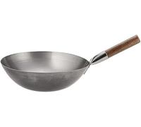 London Wok Carbon Steel Flat Base Stir Fry Pan - Authentic Chinese-Style Wok for Gas & Induction Hobs - Hand Wash Only - In 10", 12", 13", and 14" Sizes for High-Heat Cooking, Deep Frying (10 inch)