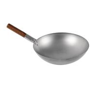 London Wok Carbon Steel Round Bottom Stir Fry Pan - Traditional Chinese Wok for Gas & Induction Hobs - 12", 13", 14" Sizes for High Heat Cooking, Deep Frying, Searing (12Inch Round Bottom)