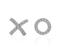 London Women's Girl's Rhodium-Plated Silver-Toned Quirky Mismatch CZ-Studs