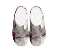 London Women's Slippers Flannel House Slippers for Men Vintage Romantic Non-Slip Warm Winter Shoes for Indoor Outdoor UK 3-4
