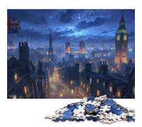 London Wooden Jigsaw Puzzle for Adults Fun 300 Pieces Education Game Stress Relief Home Decoration Toy Intellectual Game Challenge Educational 300pcs (40x28cm)