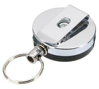 LondonExpress 2pcs Stainless Silver Retractable Key Chain Recoil Keyring Heavy Duty Steel Wire Extendable Carabiner Badge Reel Retractable Pull Ring Metal Cord Anti Theft Telescopic Rope