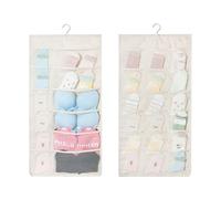 LondonExpress 30 Pockets Double Side Hanging Bag Bra Underwear Storage Organiser Tidy Hanger (Cream)