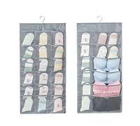 LondonExpress 30 Pockets Double Side Hanging Bag Bra Underwear Storage Organiser Tidy Hanger (Grey)