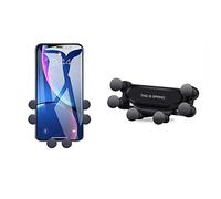 LondonExpress Auto Grip Lock Six Point Gravity Adjustable Universal Air Vent Car Phone Holder Cradle Mount for iPhone X/ 8/7/ 6 Samsung S10 S9 HTC Sony Huawei P30 (Black)