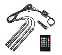 LondonExpress Car LED Strip Light Interior Lights 48 LED Waterproof Lighting Kit Under Dash RGB Car Mood Sound Activated Lighting Bar Interior Footwell Decorative Dimmable Lights with Remote Control