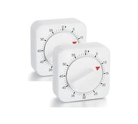 LondonExpress Large Wind Up Kitchen Timer 60 minute One Hour Count-Down Cooking Baking Loud Alarm Mechanical Analogue Clockwork Countdown Tool Steaming Barbeque for Kids Teachers Adults White [2 Pack]