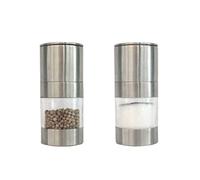 LondonExpress Salt and Pepper Mill Shaker Grinder Set Refillable Clear Precision Acrylic Gift Set Premium Stainless Steel with Glass Body Brushed Stainless Steel
