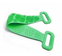 LondonExpress Silicon Silicone Long Body Cleaning Double Sided Back Scrubber Bath Bathing Brush Shower Belt Invigorate Skin Long Lasting Exfoliating Silicone Towel Shower Massage Extra Long (Green)