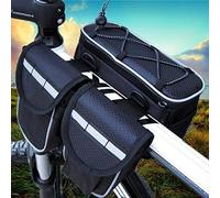 LondonExpress Waterproof Bicycle Panniers Cycling Bike Bicycle Front Top Tube Frame 3 in 1 Double Bag Pouch Phone Storage Holder Head Rain Cover