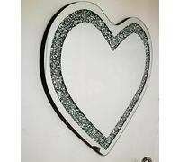LondonMart Large Heart Shaped Mirror For Wall Decor Silver Crystal Shiny Diamond Effect Fashion Heart Mirror Girls Room Vanity Décor True Heart Shape Glass (HEART SHAPE WALL MIRROR WITHOUT LED)