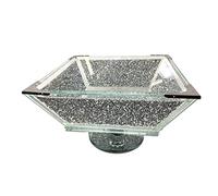 LondonMart Silver Glass Sparkle Ornament Bling Crushed Diamond Gift | CRYSTALLIZED Kitchen Fruit Bowl storage Organiser Accessory| Crushed Diamond Display | Present Gifts for all occasion, Home Decor