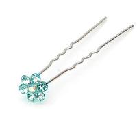 LondonProm Blue Flower pins Diamante Stone Hair PINS Diamante Crystal Bridal Hair (Blue)