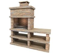 Londres Light Stone Charcoal BBQ with Side Table and Shelving