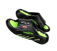 Londyx Mens Slides, Letter-Print Beach Sandals so Soft They Feel Like Walking on Clouds, Suitable for Everyday Wear. (Black green, Adult, Men, 9.5, Numeric Range, UK Footwear Size System, 10, Medium)