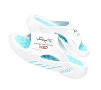 Londyx Mens Slides, Letter-Print Beach Sandals so Soft They Feel Like Walking on Clouds, Suitable for Everyday Wear. (White blue, Adult, Men, 7.5, Numeric Range, UK Footwear Size System, 8, Medium)