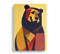 Lone Bear Canvas Print | Gallery Wrapped 30mm Frame Wall Art | 30x20 inches | Ready to Hang | Abstract Animals Picture | Living Room Bedroom Lounge Office