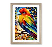 Lone Bird No.1 Framed Print | A2 Oak Framed Wall Art | Ready to Hang | Modern Nature Picture | Living Room Bedroom Lounge Office