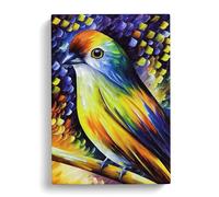 Lone Bird No.2 Brown, Yellow, Blue Canvas Print for Living Room Bedroom Home Office Décor, Wall Art Picture Ready to Hang, 30x20 Inch (76x50 cm)
