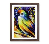 Lone Bird No.2 Framed Print | A3 Walnut Framed Wall Art | Ready to Hang | Modern Nature Picture | Living Room Bedroom Lounge Office
