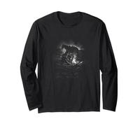 Lone Cowboy by Campfire with Horse Night Long Sleeve T-Shirt