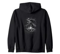 Lone Cowboy By Campfire With Horse Under Western Sky Zip Hoodie
