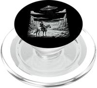 Lone Cowboy Watching UFO Flying Saucer Over Canyon PopSockets PopGrip for MagSafe